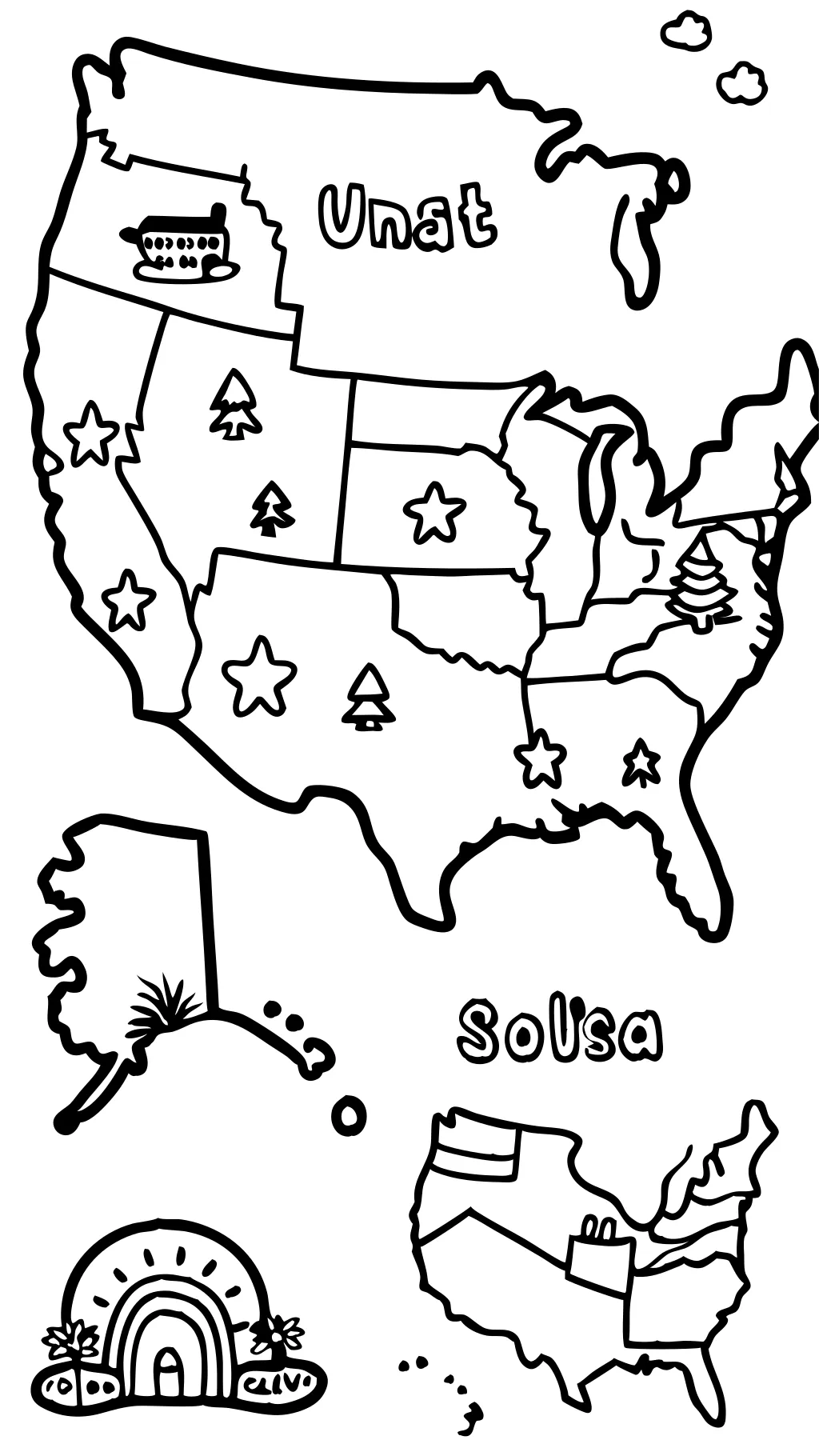 map of the united states coloring page